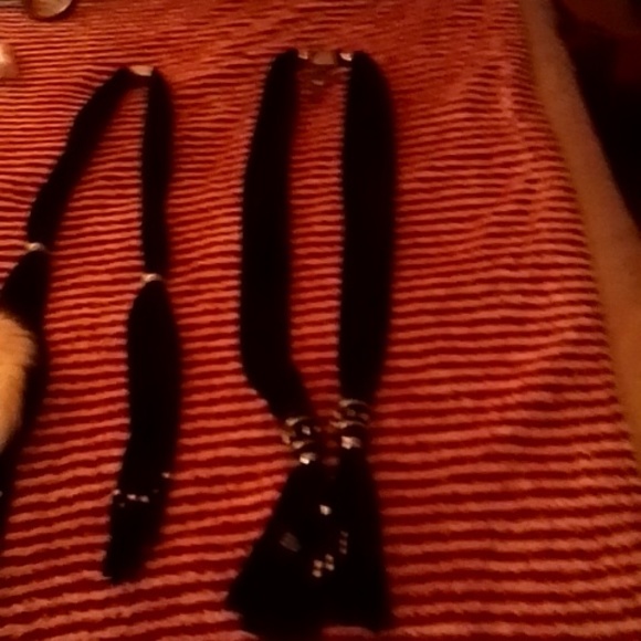 2 separate long Block fringed scarves long Block fringed scarves with Metal acce - Picture 2 of 9